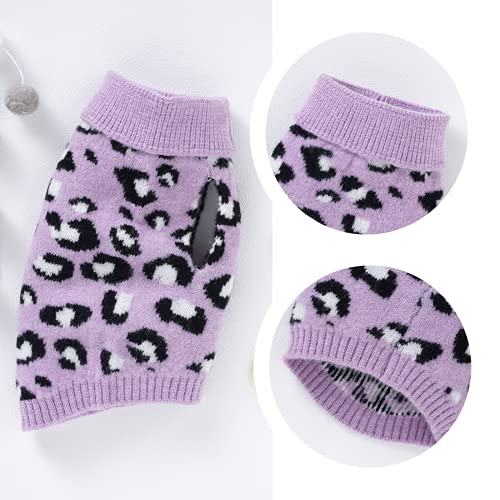 Suéter para perro pequeño para gatos, chihuahua, ropa de bulldog para perros, celeas, tamaño mediano, grande, gato, cachorros, leopardo, violeta, M