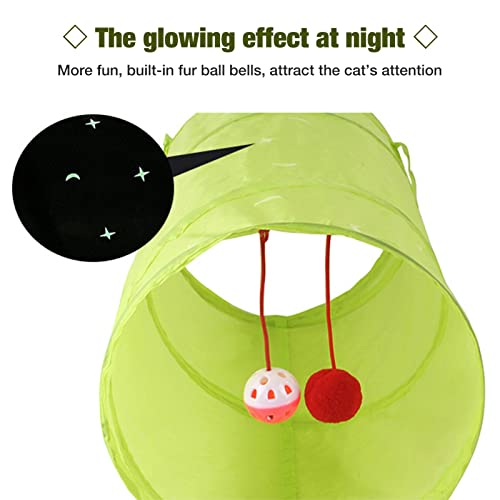 Sunnyushine Tubos y túnel para gatos – Juguete interactivo con pelota de juego y efecto luminoso – Túnel plegable para gatos de interior, cachorros, gatos, conejos