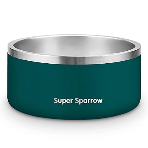 Super Sparrow Comedero para Perros Gatos Mascotas de Acero Inoxidable, con Base de Silicona Antideslizante, Apto para Lavavajillas -32oz/1L