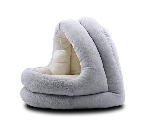 Supremery Cama para gatos con cojín interior suave (lavable) – Caseta para gatos, tienda para gatos, cesta para gatos, perros, cueva para gatos y perros pequeños y medianos