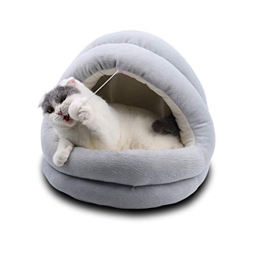 Supremery Cama para gatos con cojín interior suave (lavable) – Caseta para gatos, tienda para gatos, cesta para gatos, perros, cueva para gatos y perros pequeños y medianos