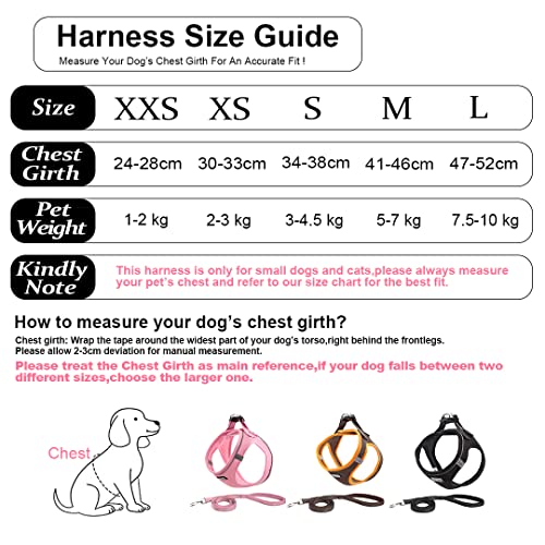 Suredoo Arnés Perro Pequeños Arnés Antitirones Reflectante Cómodo Transpirable Arneses Chaleco para Cachorros, Perros Pequeños y Gatos (XS, Rosa)