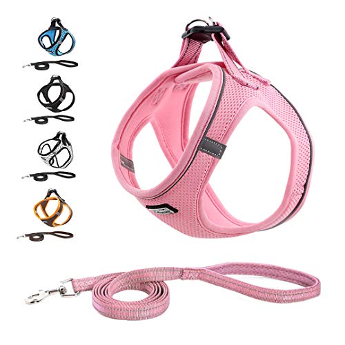 Suredoo Arnés Perro Pequeños Arnés Antitirones Reflectante Cómodo Transpirable Arneses Chaleco para Cachorros, Perros Pequeños y Gatos (XS, Rosa)