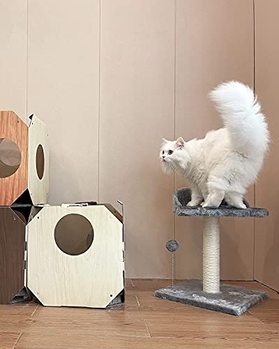 Tabla de rascar para gatos Cat Rasguño de poste y árbol, Torre de sisal natural alfombrado con plataforma y muebles de gato de pelota de peluche hechos para gatito y gato pequeño Postes rascadores par