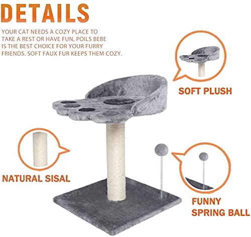 Tabla de rascar para gatos Cat Rasguño de poste y árbol, Torre de sisal natural alfombrado con plataforma y muebles de gato de pelota de peluche hechos para gatito y gato pequeño Postes rascadores par
