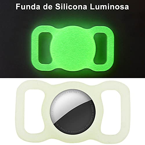 Tacohan 2 Piezas Funda Protectora de Silicona Luminosa para Airtag Buscador de GPS Collar de Perro y Gato, Funda de Rastreador Bluetooth para Mascotas Niños Ancianos