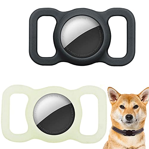 Tacohan 2 Piezas Funda Protectora de Silicona Luminosa para Airtag Buscador de GPS Collar de Perro y Gato, Funda de Rastreador Bluetooth para Mascotas Niños Ancianos