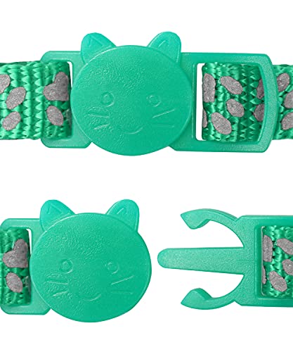 Taglory Collar Gato Reflectante, 2 Piezas Collares para Gatos con Cascabeles y Hebilla Seguro de Liberación Rápida, 19-32cm Turquesa