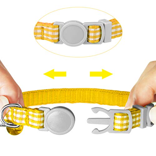 TagME Antiahogo Collar Gato, Collar para Gato Personalizado con Campana y Hebilla Seguro de Liberación Rápida, Amarillo, 2 Paquetes