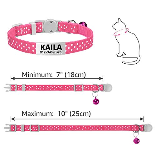 TagME Antiahogo Collar Gato, Collar para Gato Personalizado con Campana y Hebilla Seguro de Liberación Rápida, Rosa, 2 Paquetes