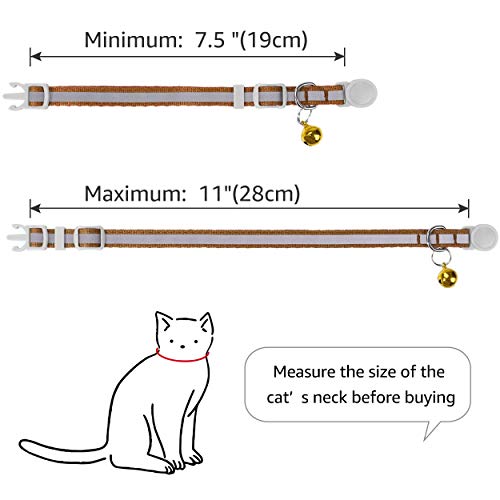 TagME Collar Gato Personalizado, Reflexivo Collares para Gatos con Campanas y Etiquetas de Nombres, Hebilla de Seguridad de Liberación Rápida, Apta para la Mayoría de Los Gatos, 1 Paquete, Marrón