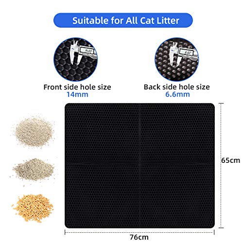 TAMOWA Estera de Arena Gato, 76 x 65 cm Doble Capa de Panal Alfombra para Gatos, Estera para Bandeja de Arena para Gatos con Material EVA, Plegable Cat Litter Mat, Antideslizante Estera Arena Gatos