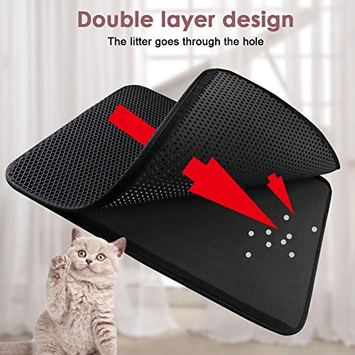 Tarnel Arena para Gatos Impermeable Cat, Litter Mat Alfombra de Basura Rascadores Litter Trapping Mat Doble Capa no Tóxico Antideslizante Plegable para Arenero Gatos 76x58cm