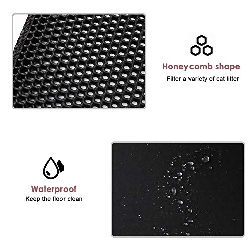 Tarnel Arena para Gatos Impermeable Cat, Litter Mat Alfombra de Basura Rascadores Litter Trapping Mat Doble Capa no Tóxico Antideslizante Plegable para Arenero Gatos 76x58cm