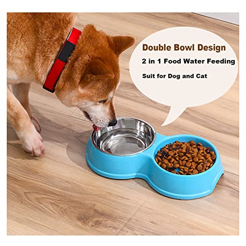 Tazón para mascotas, FayTun doble tazón 2 en 1 Tazón para perros Tazón interactivo antideslizante para gatos, no tóxico que previene la asfixia alimentador de rompecabezas para el perro french bull