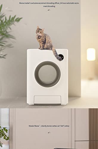 TDDGG Smart Cat Box Caja de arena autolimpieza automática purificador de aire totalmente encerrado grande espacio gato inodoro orificio (Color : White)