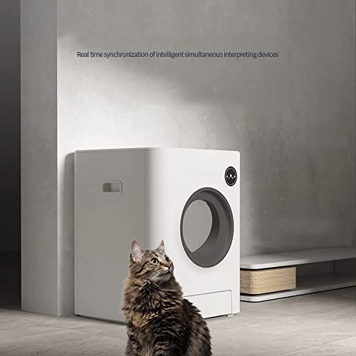 TDDGG Smart Cat Box Caja de arena autolimpieza automática purificador de aire totalmente encerrado grande espacio gato inodoro orificio (Color : White)