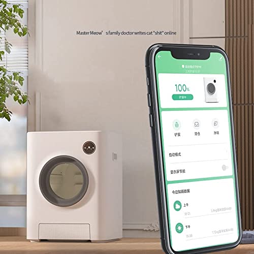 TDDGG Smart Cat Box Caja de arena autolimpieza automática purificador de aire totalmente encerrado grande espacio gato inodoro orificio (Color : White)