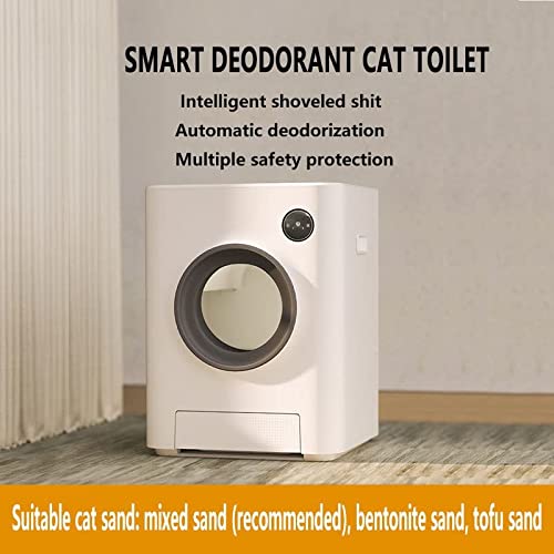 TDDGG Smart Cat Box Caja de arena autolimpieza automática purificador de aire totalmente encerrado grande espacio gato inodoro orificio (Color : White)