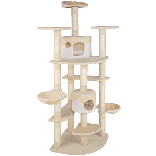 TecTake Rascador Árbol para Gatos 201 cm de Altura (Beige-Blanco | no. 402186)