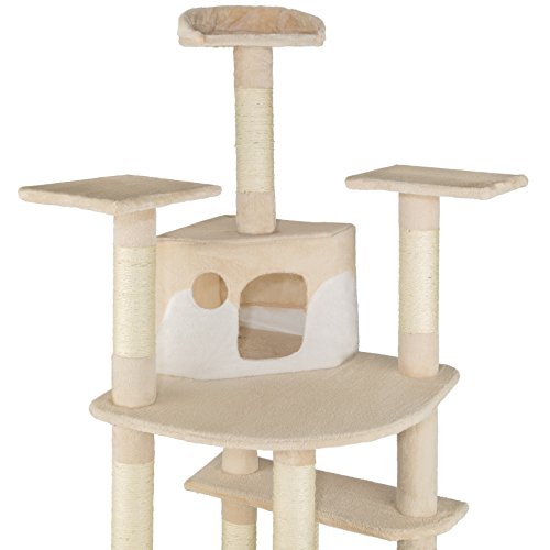 TecTake Rascador Árbol para Gatos 201 cm de Altura (Beige-Blanco | no. 402186)