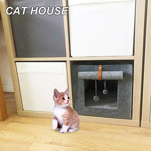 Teeyyui Casa plegable para gatos, casa de fieltro para gatos, gruesa extraíble, lavable, resistente a los arañazos, semicerrada para gatos
