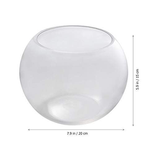 TEHAUX Terrario de vidrio - 20 cm redondo de vidrio tanque de pescado globo ecológico Fish Bowl terrario vidrio acuarios para el hogar hotel pescado tamaño M
