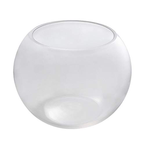 TEHAUX Terrario de vidrio - 20 cm redondo de vidrio tanque de pescado globo ecológico Fish Bowl terrario vidrio acuarios para el hogar hotel pescado tamaño M