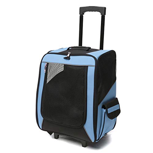 TENGGO Cat Perro Mochila con Ruedas para Transporte de Mascotas Rueda de aerolínea de Viaje Equipaje Bolsa Bolsa-Beige