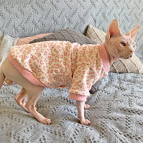TENGTUD Ropa de Gato sin Pelo, Sphynx/Devon Leopardo Púrpura Aire Acondicionado Habitaciones Cat Base Chaleco-S