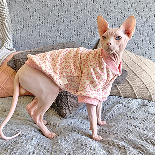 TENGTUD Ropa de Gato sin Pelo, Sphynx/Devon Leopardo Púrpura Aire Acondicionado Habitaciones Cat Base Chaleco-S