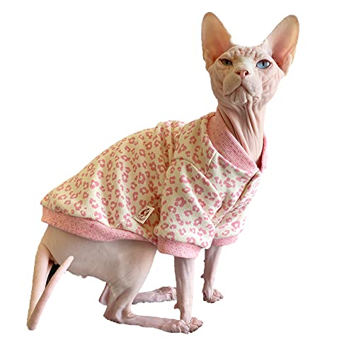 TENGTUD Ropa de Gato sin Pelo, Sphynx/Devon Leopardo Púrpura Aire Acondicionado Habitaciones Cat Base Chaleco-S