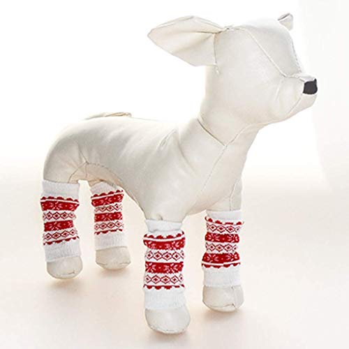 Tenlacum Calentadores de piernas para perros y gatos, 4 unidades, para perros y gatos, para la artritis, para ancianos, perros, gatos, vendaje – (rojo S)