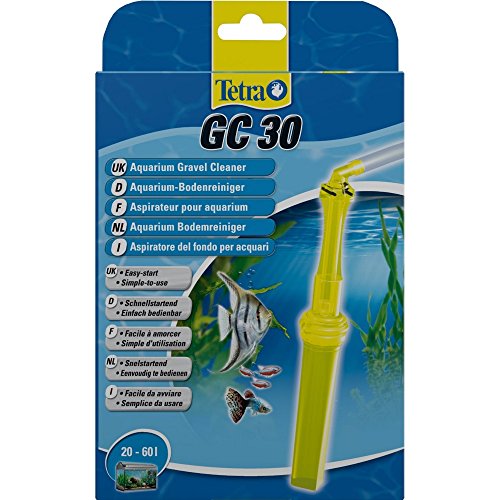 Tetra GC 40 Limpiador de fondos de acuarios, con manguera, válvula de arranque rápido y rejilla de protección para los peces, aspirador mulm con diseño de tubo de succión, para acuarios de 50 a 200 L