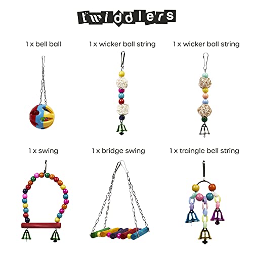 THE TWIDDLERS 10 Piezas Juguetes para Loros y Pájaros - Juguetes para Masticar para Pequeños y Medianos Loros y Pájaro Mascotas