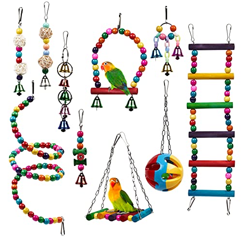THE TWIDDLERS 10 Piezas Juguetes para Loros y Pájaros - Juguetes para Masticar para Pequeños y Medianos Loros y Pájaro Mascotas