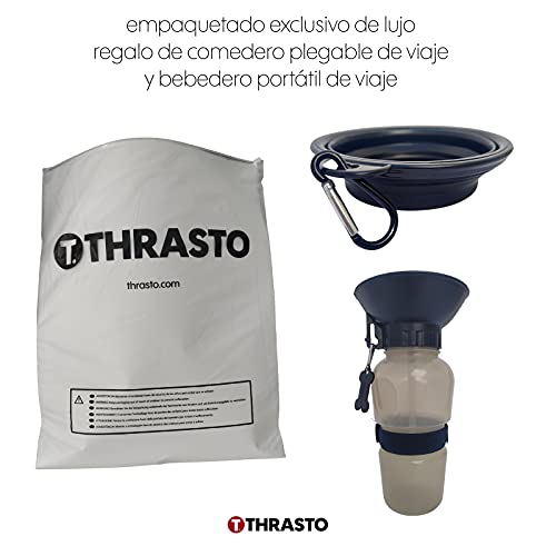 Thrasto - Transportin para Perro Gato. Mochila Bolso pequeño para el Transporte de Tus Mascotas, Medidas aptas para Viaje en Avion. con comedero Plegable y Bebedero portátil