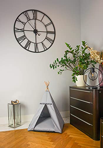 Tienda de campaña para gatos y perros. Cama tipo tipi Glamour en blanco y negro. Cama de lujo para gatos y perros, casa para mascotas (M, gris, gris)