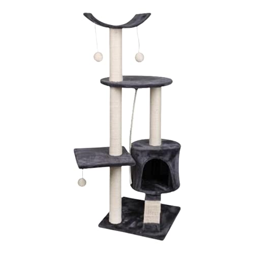 TIENDA EURASIA® Arbol Rascador Gato - Rascador para Gatos de Diseño - Estructura de Terciopelo y Cuerda (Arbol Rascador - 62 x 60 x 120 cm)