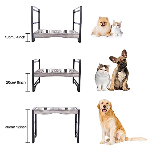 Tigcent Cuenco Perro Gato Comedero Ajustable Perro Gato, Cuenco para Perros Gatos Mascotas, Doble Tazón para Agua Alimento
