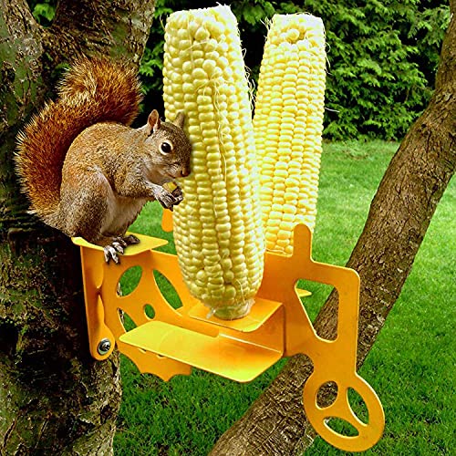 Timagebreze Alimentador de Ardilla al Aire Libre, Alimentador de RatóN, Tractor Decorativo, Alimentador de Mazorcas de MaíZ, Mantiene el Deflector de Ardilla, Protector Suelto, Amarillo