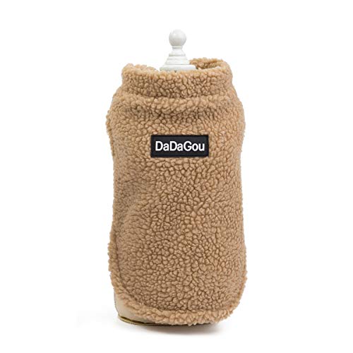 Tineer Pet Doggy Winter Lamb Cachemira Abrigo Warm Outdoor Fleece Dog Fleece Forro Pullover Coat Chaqueta Outwear Chaleco para Perros pequeños y medianos (L, Khaki)