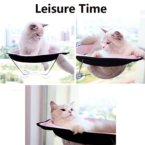 TINGCHAO Percha para Ventana de Gato con ventosas de Tornillo Asiento de Ventana de Hamaca para Gato montado Que Ahorra Espacio para Gatos Grandes Juego Premium,Rosado