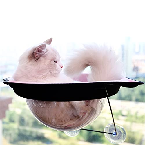TINGCHAO Percha para Ventana de Gato con ventosas de Tornillo Asiento de Ventana de Hamaca para Gato montado Que Ahorra Espacio para Gatos Grandes Juego Premium,Rosado