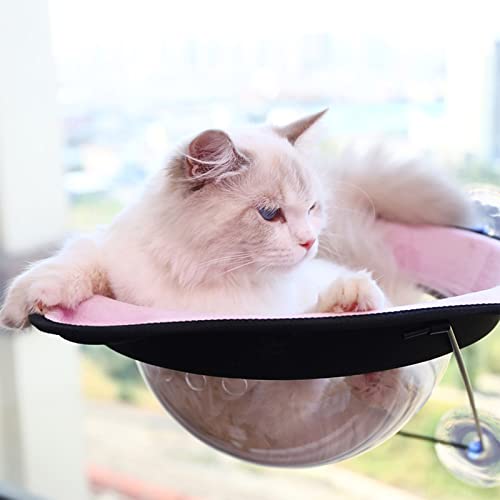TINGCHAO Percha para Ventana de Gato con ventosas de Tornillo Asiento de Ventana de Hamaca para Gato montado Que Ahorra Espacio para Gatos Grandes Juego Premium,Rosado