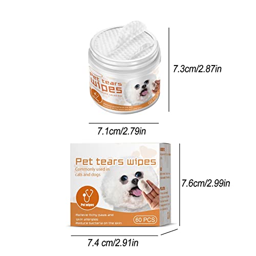 Toallitas para ojos de perro, limpiador de ojos para gatos y perros, toallitas quitamanchas de lágrimas para mascotas, paquete de 60 toallitas para limpieza de ojos para perros, almohadillas de algodó