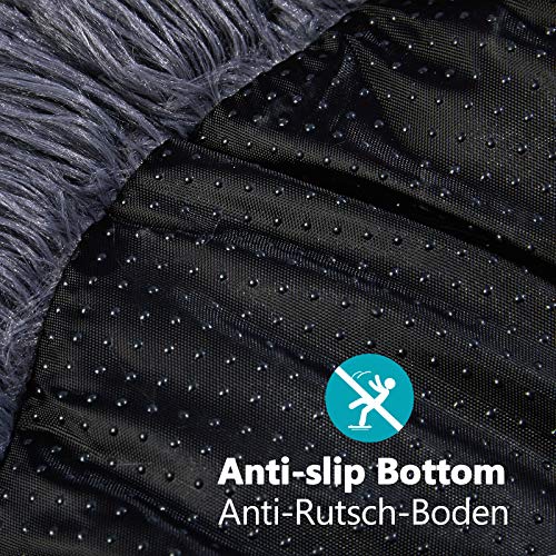 Toozey Cama para Perros Gatos Lavable, Cama Redonda Felpa para Perros Antiestres, Cojín para Perrito Pequeños Medianos Grandes Perros y Gatos, Suelo Antideslizante, Extraíble, Gris, Ø 70CM - XL