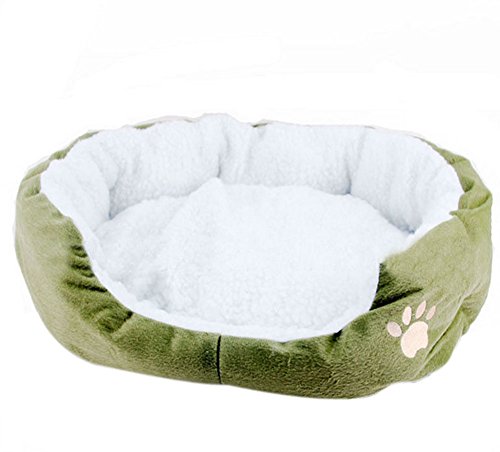 Topdo - Colchón para perro, colchón para gato, cama para animales de compañía redonda u ovalada en forma de cojín (45 x 35 x 15 cm), color verde