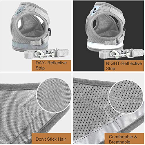 Toulifly Arnés para Gatos, Chaleco con Correa, arnés Ajustable para Gatos pequeños y Perros, Set de arnés Escape a Prueba de Gatos con Correa (M)