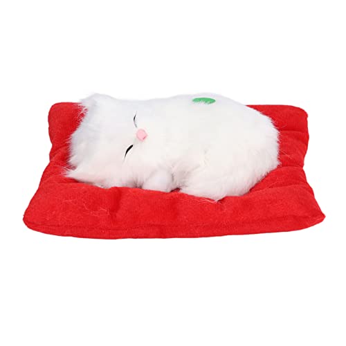 TQNSSM Clean air carbon crystal cat gato falso durmiendo gatito muñeca juguete simulación gato durmiendo mat interactivo juguete para mascotas con carbón activado por sonido(rojo)
